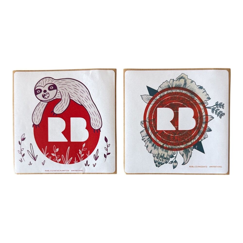 Redbubble Stickers Sloth Flowers Lot of 2